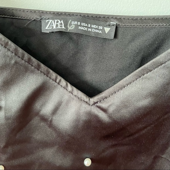 Zara black pearl studded crop cami top - Picture 6 of 7